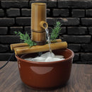Fonte Decorativa de Mesa Água Cascata Feng Shui Bambu 16cm
