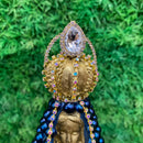 Escultura Nossa Senhora com Pérolas Azul e Dourado - Tora Design