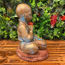 Escultura Buda com Tambor Dourado e Turquesa - Tora Design