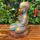 Escultura Buda com Tambor Dourado e Turquesa - Tora Design