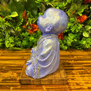 Escultura Buda Gratidão Sorridente Lilás - Tora Design