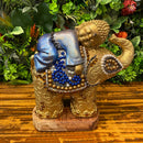Escultura Elefante Dourado e Buda com Pedrarias - Tora Design