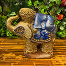 Escultura Elefante Dourado e Buda com Pedrarias - Tora Design