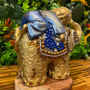 Escultura Elefante Dourado e Buda com Pedrarias - Tora Design