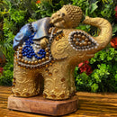 Escultura Elefante Dourado e Buda com Pedrarias - Tora Design