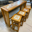 Bancada de Madeira Maciça + 4 Banquetas de Brinde - Tora Design
