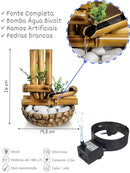 Fonte Bambu de Mesa Feng Shui Água Cascata Decorativa 26cm