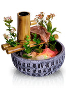 Fonte de Água Decorativa de Mesa Cascata Bambu em Resina