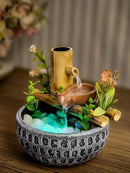 Fonte de Água Decorativa de Mesa Cascata Bambu em Resina