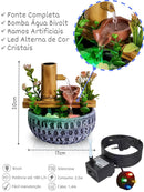 Fonte de Água Decorativa de Mesa Cascata Bambu em Resina