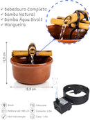 Bebedouro para Gato Fonte de Água em Cerâmica Bambu