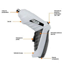 Parafusadeira Sem Fio Portátil Recarregável 32 Ponteiras + Maleta com Acessórios - Tora Design